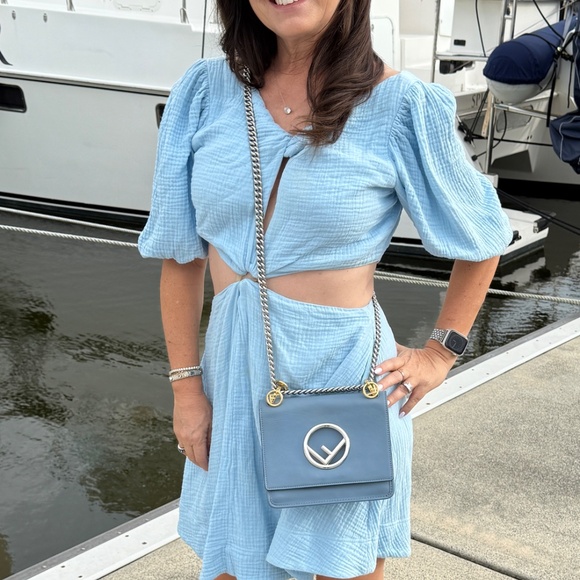 Fendi Ceruleo Vitello Leather Kan I logo bag - Picture 3 of 14